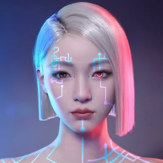 AYAYI, hyper-realistic Chinese metahuman influencer, profile portrait