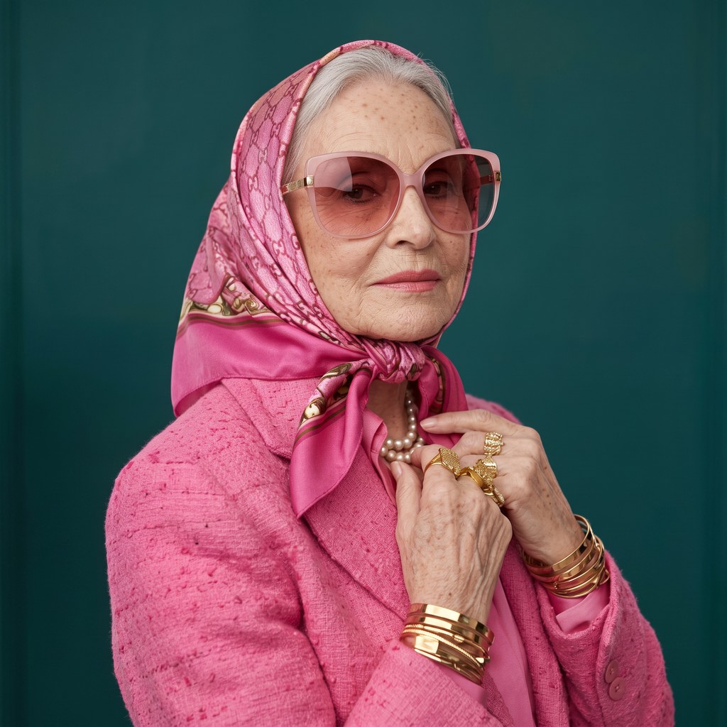 Granny Spills, AI life wisdom influencer, illustrative profile portrait