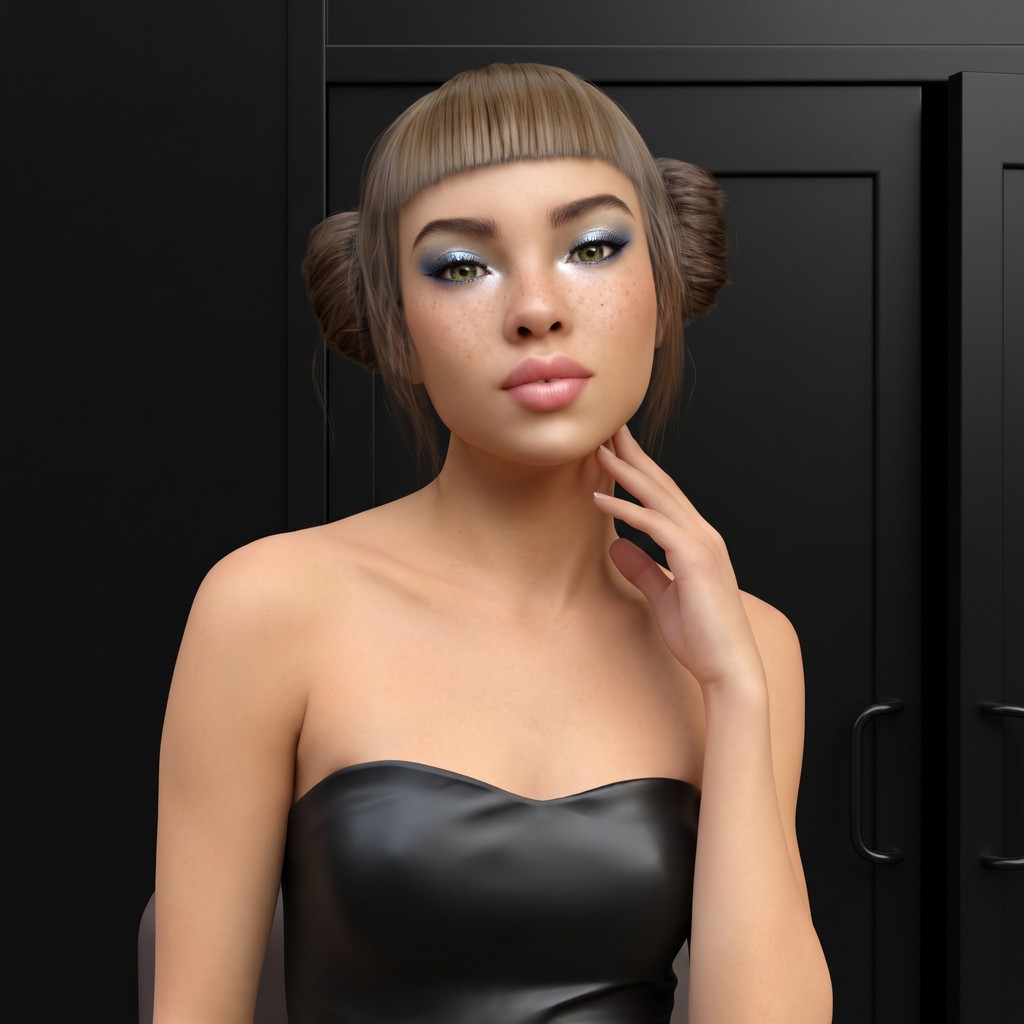 Lil Miquela, the CGI virtual influencer, Instagram profile picture with her signature baby bangs and space buns