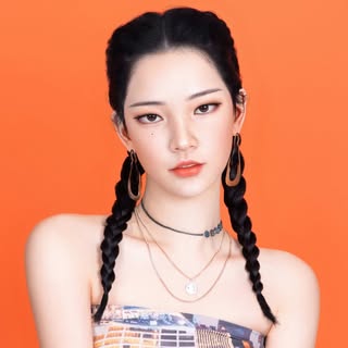 Rozy, Korea's first virtual influencer, real Instagram profile picture from her account, a photorealistic CGI face with freckles