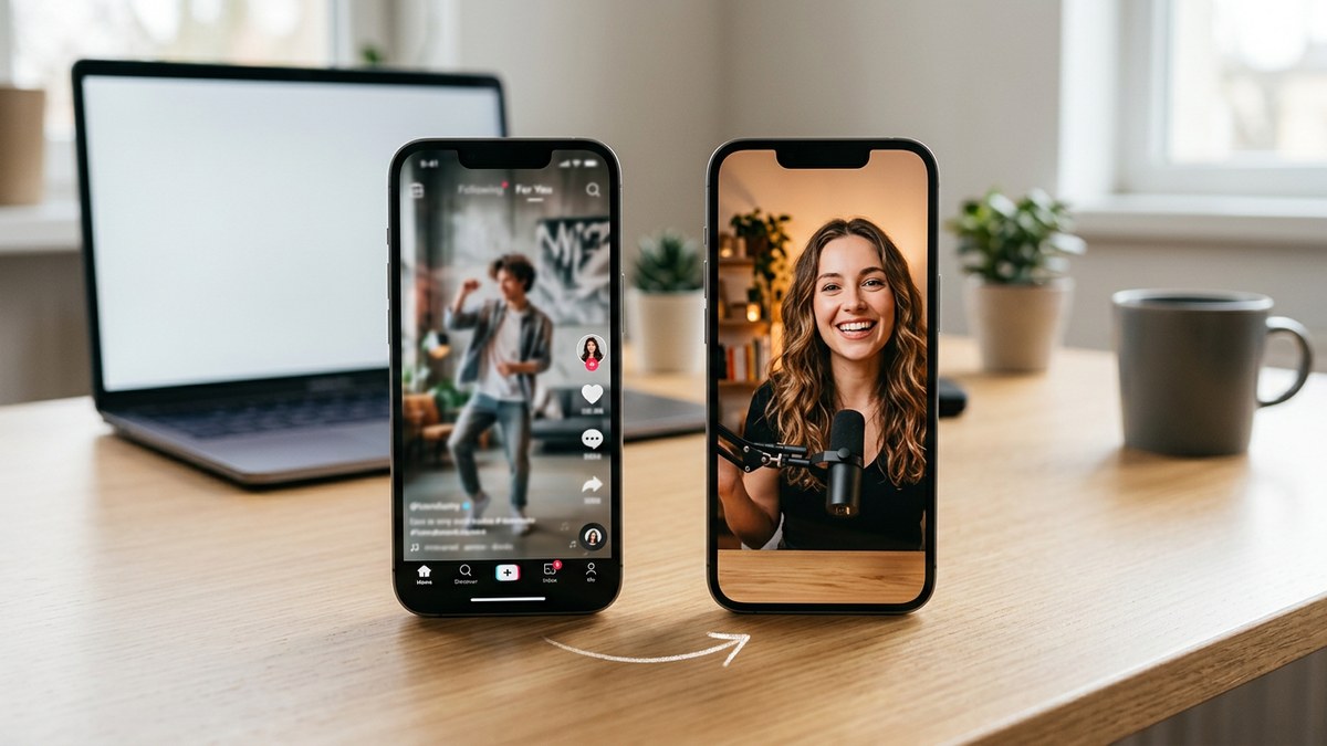 A competitor's viral reel with performance stats beside a fresh reel fronted by an AI avatar host