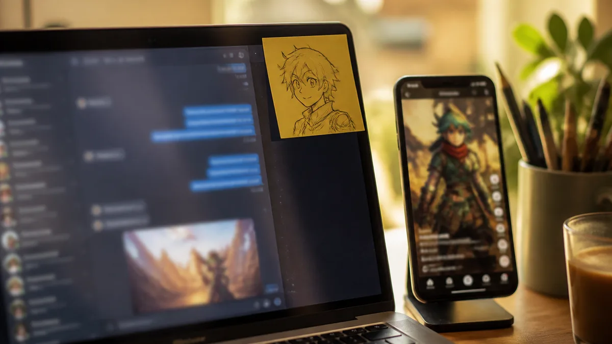 A Claude chat window building an AI influencer persona next to a finished vertical reel rendered by AvatarFactory